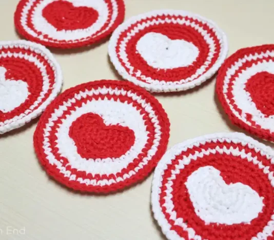 Crochet Coaster With Hearts is a craft